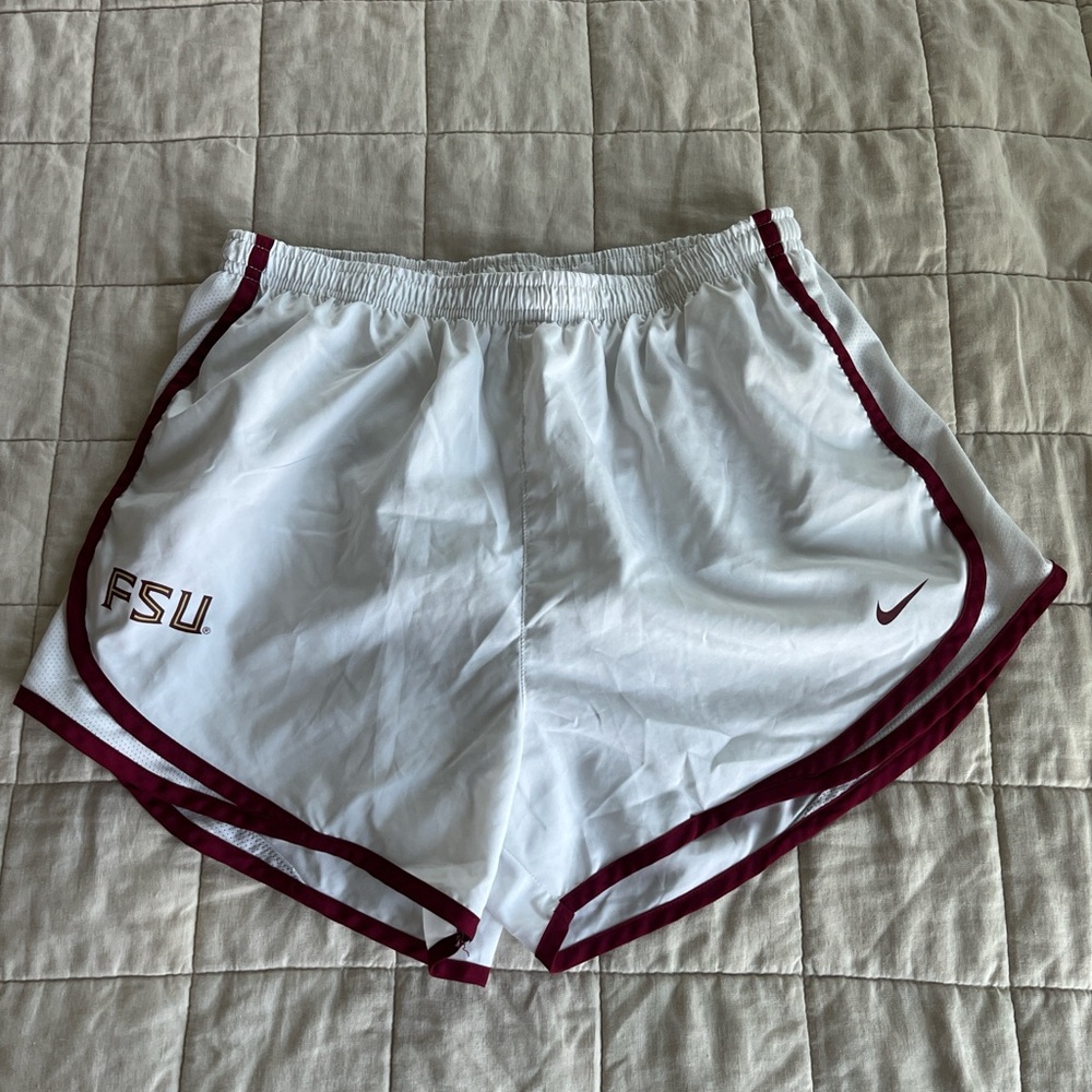 Nike Women's Athletic Shorts in White and Burgundy
